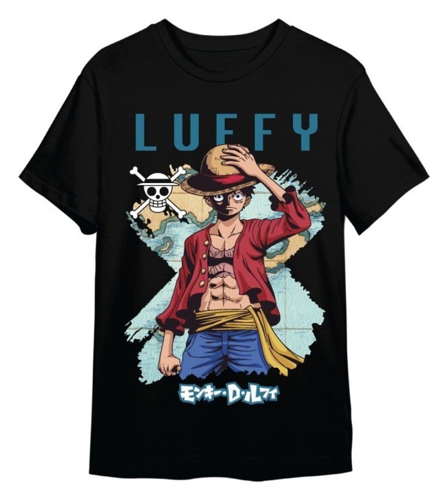 One Piece T-Shirt Monkey D. Ruffy Mapa Schwarz Größe XL