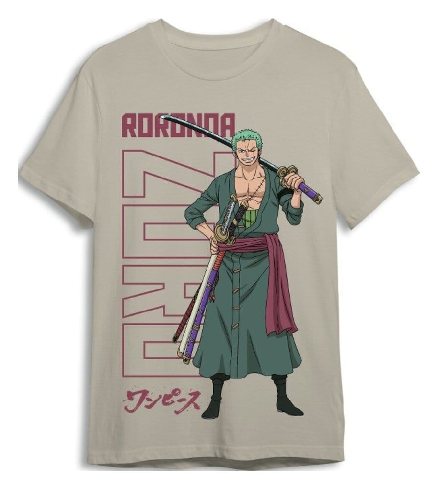 One Piece T-Shirt Roronoa Zoro Sand Größe XL