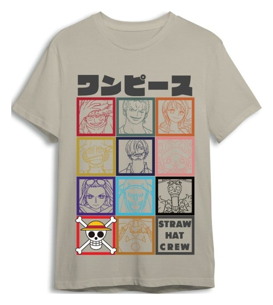 One Piece T-Shirt Straw Hat Crew Sand Größe L