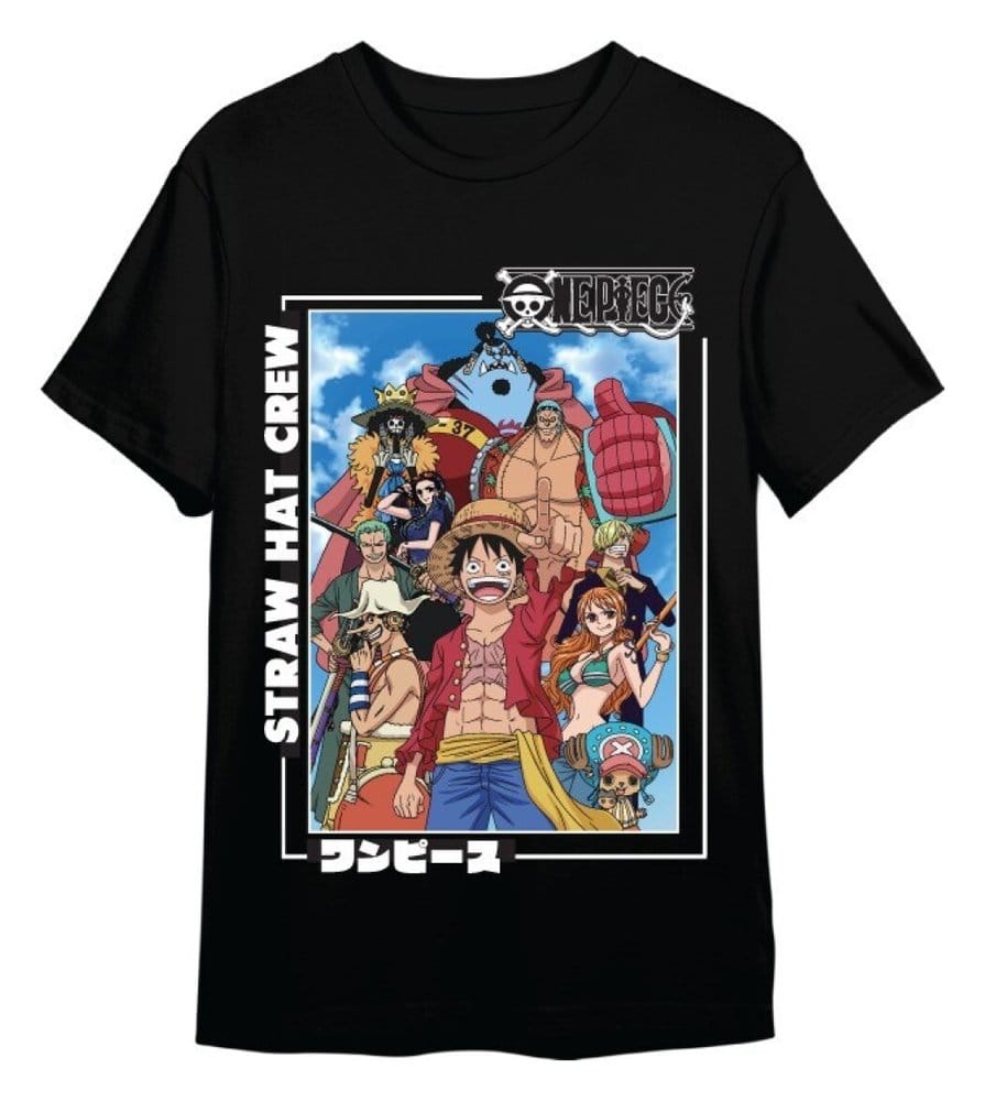 One Piece T-Shirt Straw Hat Crew Schwarz Größe XL