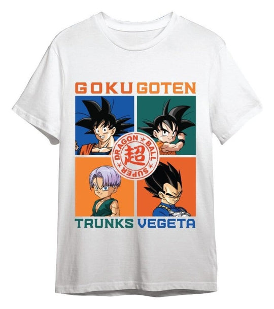 Dragon Ball Super T-Shirt Goku, Goten, Trunks, Vegeta Weiß Größe M