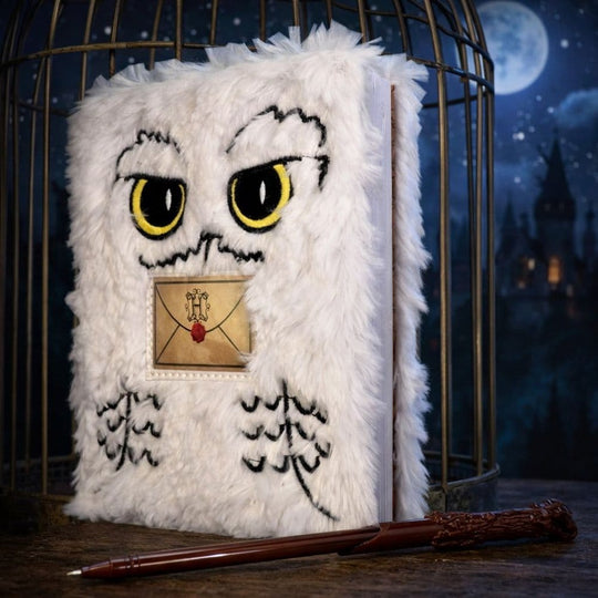 Harry Potter Plüsch Notizbuch Set mit Stift Hedwig Magical Locations