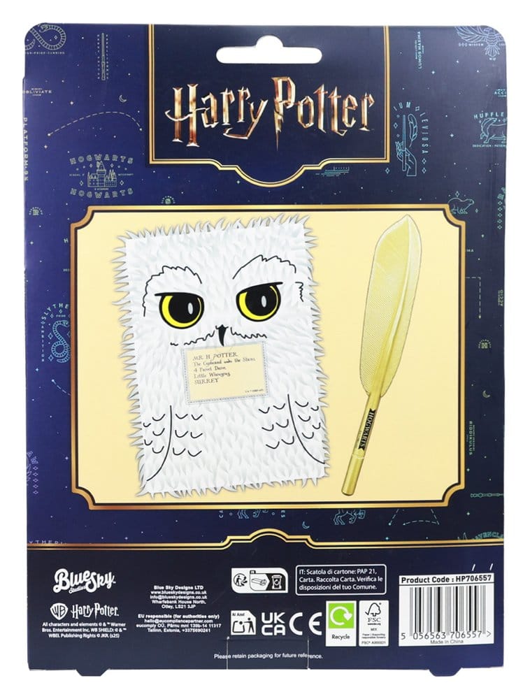Harry Potter Plüsch Notizbuch Set mit Stift Hedwig Magical Locations