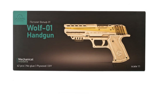 Ugears Modellbausatz aus Holz Wolf-01 Handfeuerwaffe
