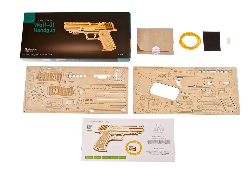 Ugears Modellbausatz aus Holz Wolf-01 Handfeuerwaffe
