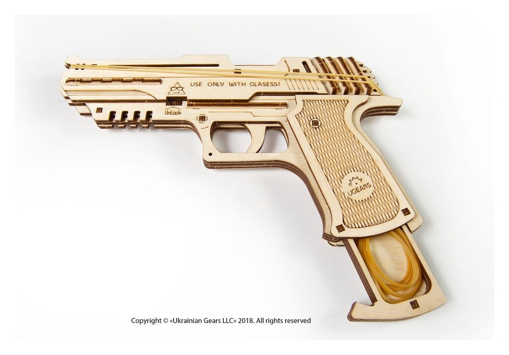 Ugears Modellbausatz aus Holz Wolf-01 Handfeuerwaffe
