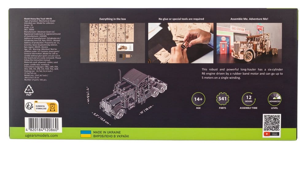 Ugears Modellbausatz aus Holz Heavy Boy Truck VM-03