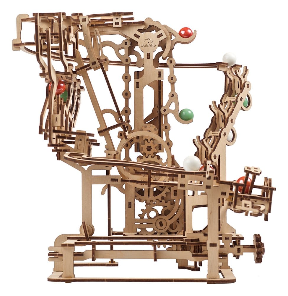 Ugears Modellbausatz aus Holz Murmel-Kettenbahn