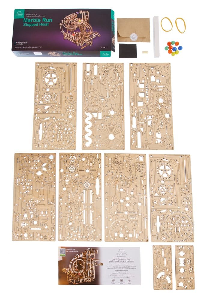 Ugears Modellbausatz aus Holz Murmel-Stufenbahn