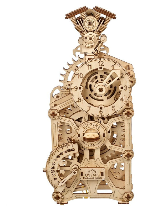 Ugears Modellbausatz aus Holz Motoren-Uhr