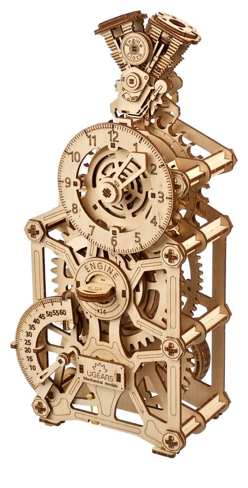 Ugears Modellbausatz aus Holz Motoren-Uhr