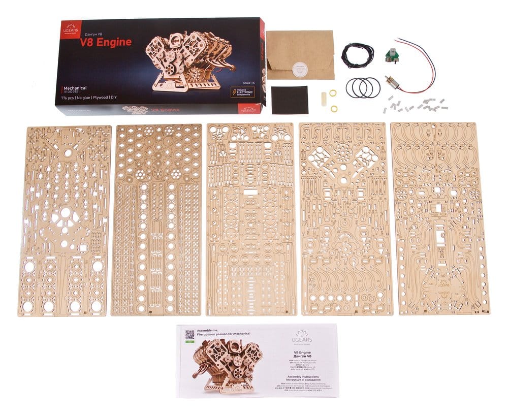 Ugears Modellbausatz aus Holz V8-Motor