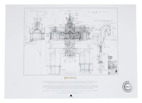 Herr der Ringe Bauplan Kunstdruck The Stable of Edoras 59 x 42 cm