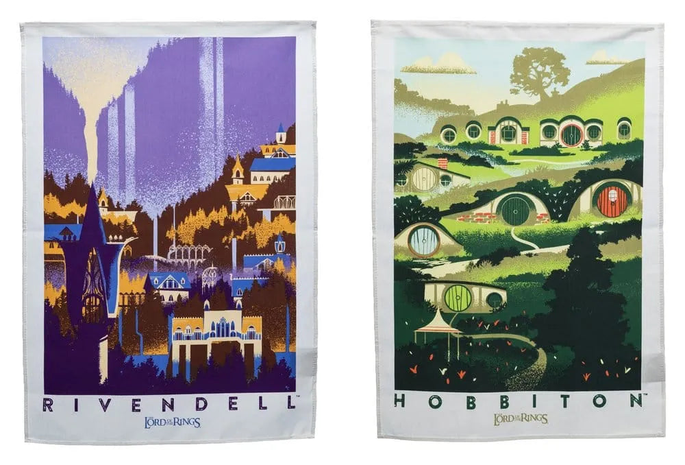 Herr der Ringe Geschirrtuch 2er Pack Rivendell & Hobbiton 70 cm