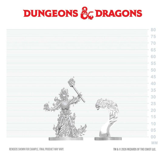 Dungeons & Dragons Nolzur's Marvelous Miniatures Miniatur unbemalt Flammendes Skelett & Flammenschädel 14 cm