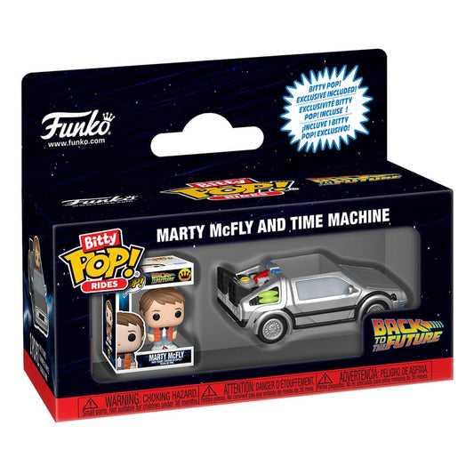 Zurück in die Zukunft Bitty POP! Rides Vinyl Figur Marty McFly and Time Machine - Smalltinytoystore