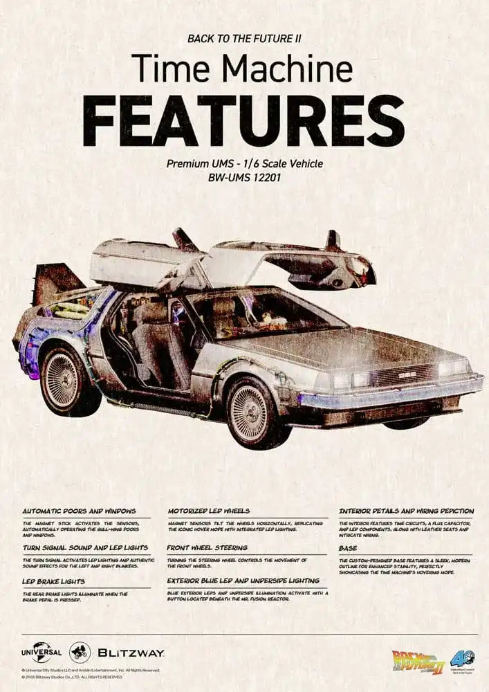 Zurück in die Zukunft II Premium UMS 1/6 Zeitmaschine Time Machine 74 cm Blitzway - Smalltinytoystore
