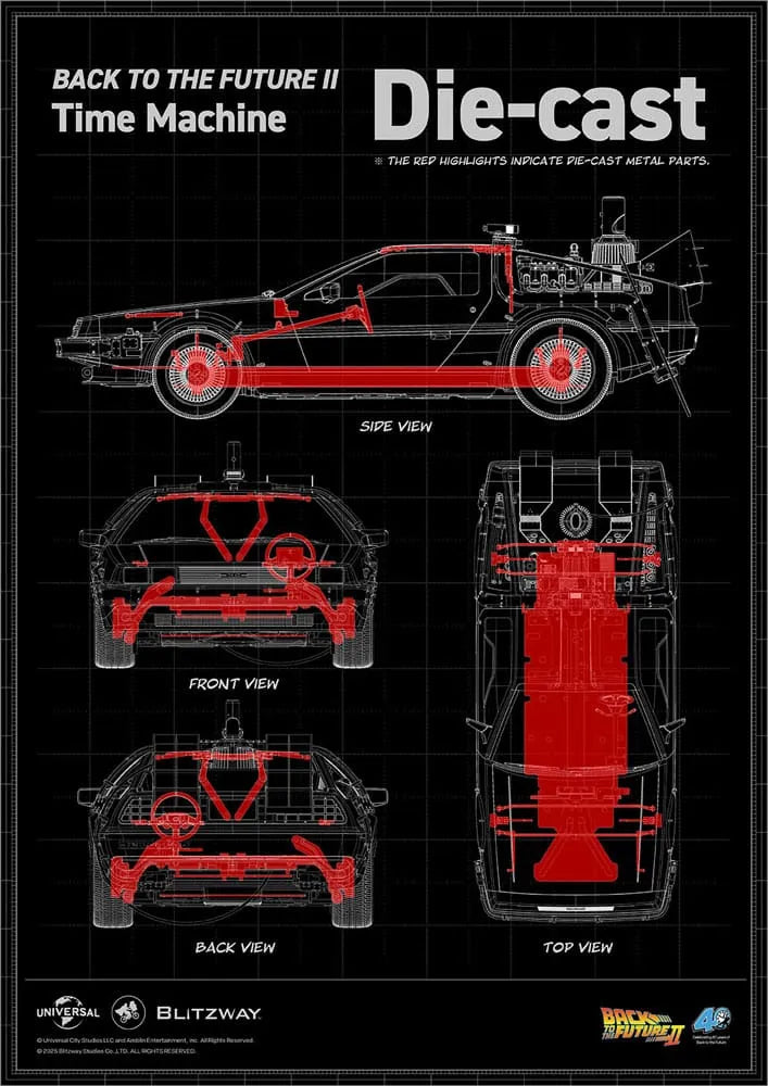 Zurück in die Zukunft II Premium UMS 1/6 Zeitmaschine Time Machine 74 cm Blitzway - Smalltinytoystore