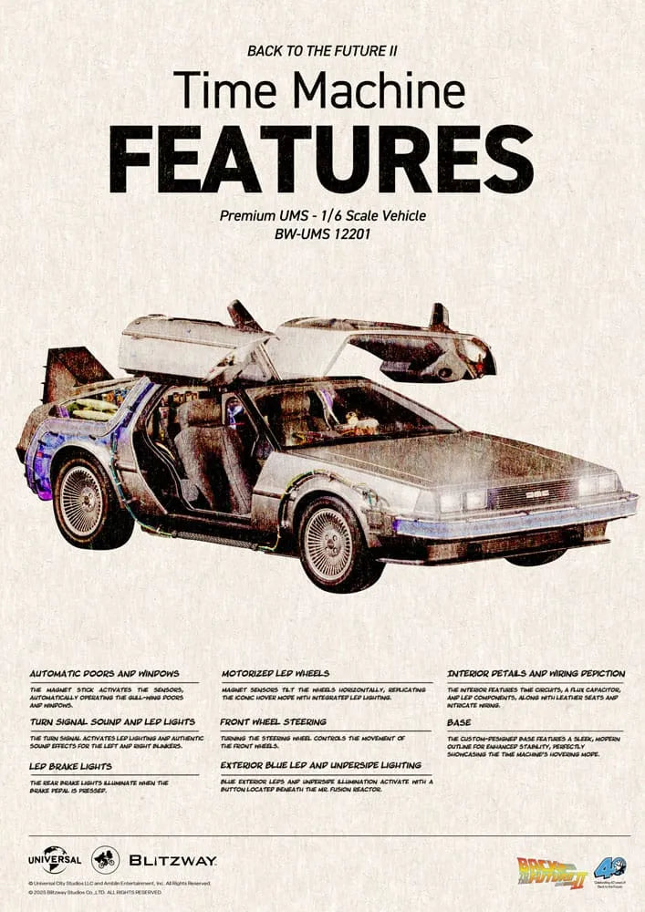 Zurück in die Zukunft II Premium UMS 1/6 Zeitmaschine Time Machine 74 cm Blitzway - Smalltinytoystore