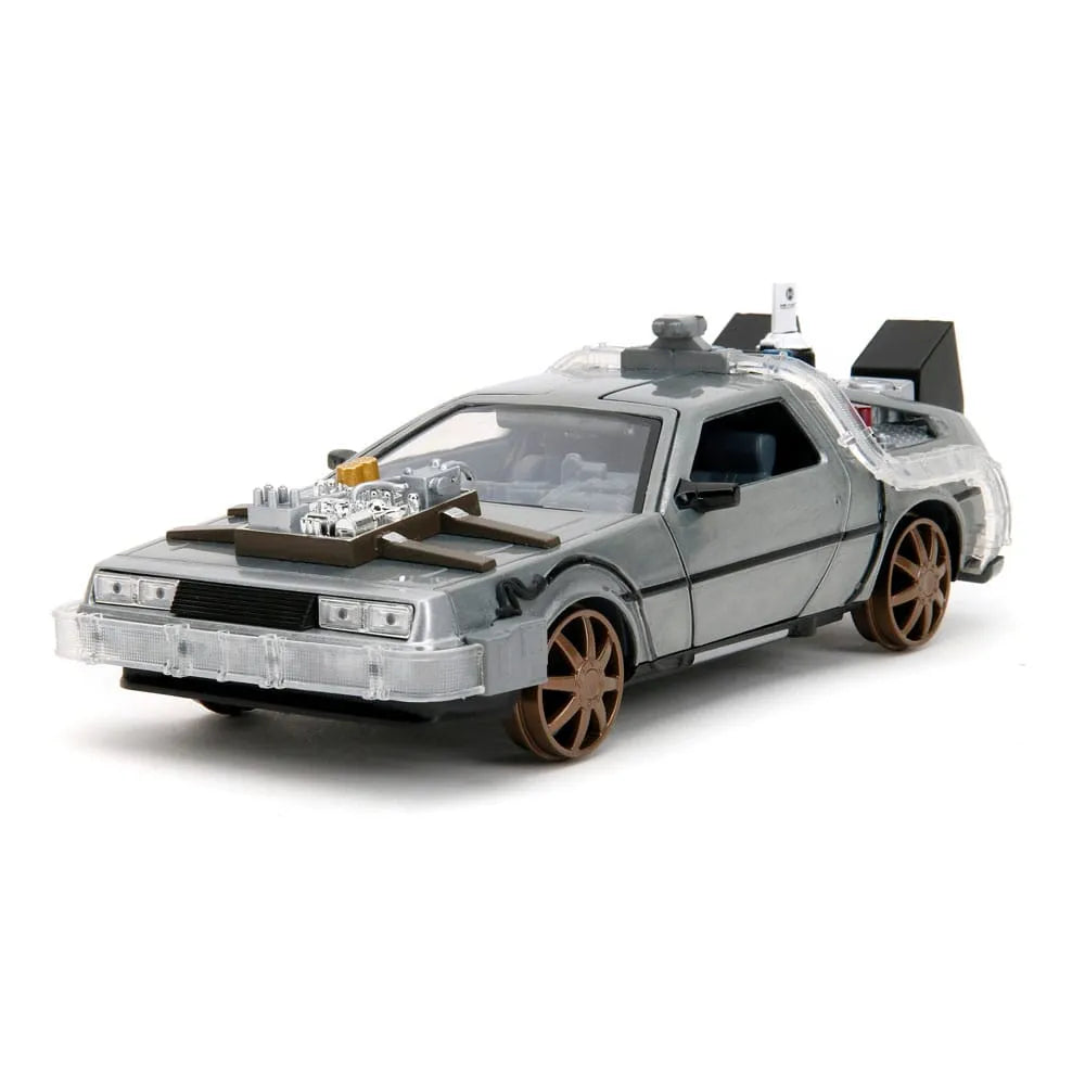 Zurück in die Zukunft III Hollywood Rides Diecast Modell 1/24 DeLorean Time Machine Railroad Wheels - Smalltinytoystore