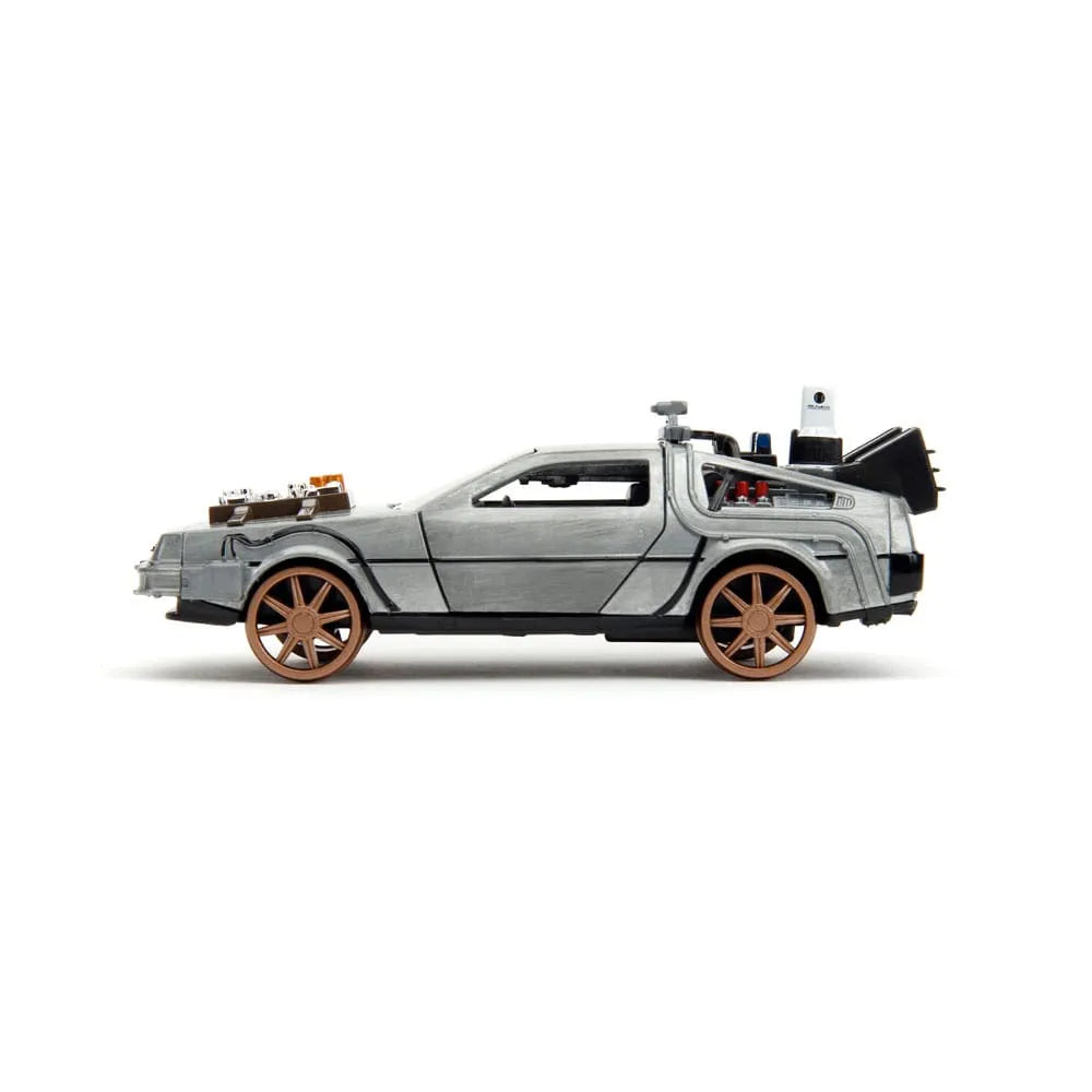 Zurück in die Zukunft III Hollywood Rides Diecast Modell 1/32 DeLorean Time Machine Railroad Wheels - Smalltinytoystore