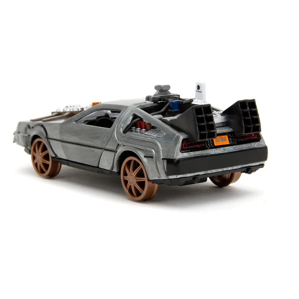 Zurück in die Zukunft III Hollywood Rides Diecast Modell 1/32 DeLorean Time Machine Railroad Wheels - Smalltinytoystore