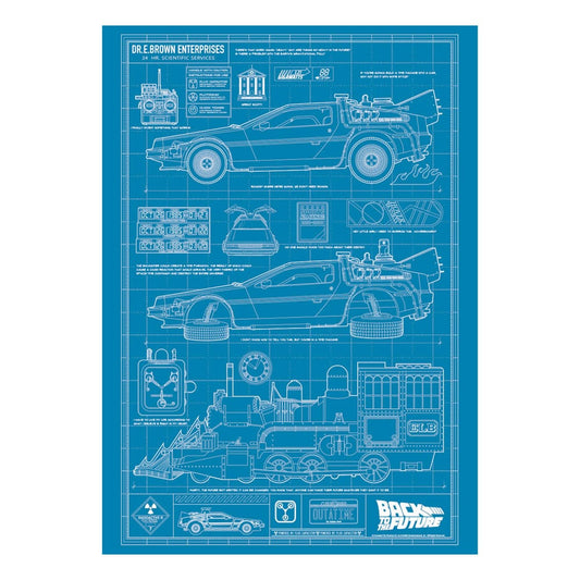 Zurück in die Zukunft Kunstdruck Time Machine Blueprint Limited Edition 42 x 30 cm - Smalltinytoystore