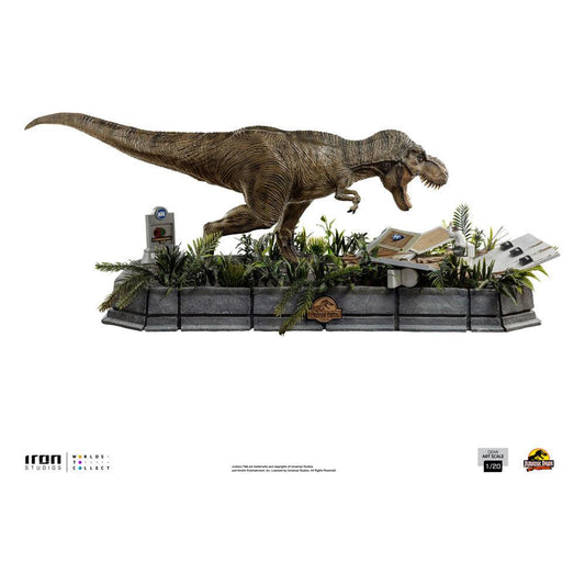 Jurassic Park Demi Art Scale Statue 1/20 T-Rex attacks Donald Gennaro 30 cm - Smalltinytoystore
