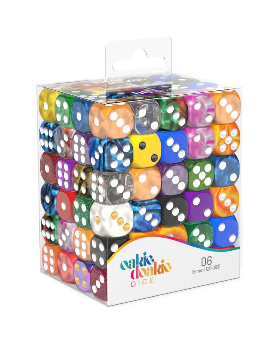 Oakie Doakie Dice W6 Würfel Retail Pack 16 mm Mixed (120) - Smalltinytoystore