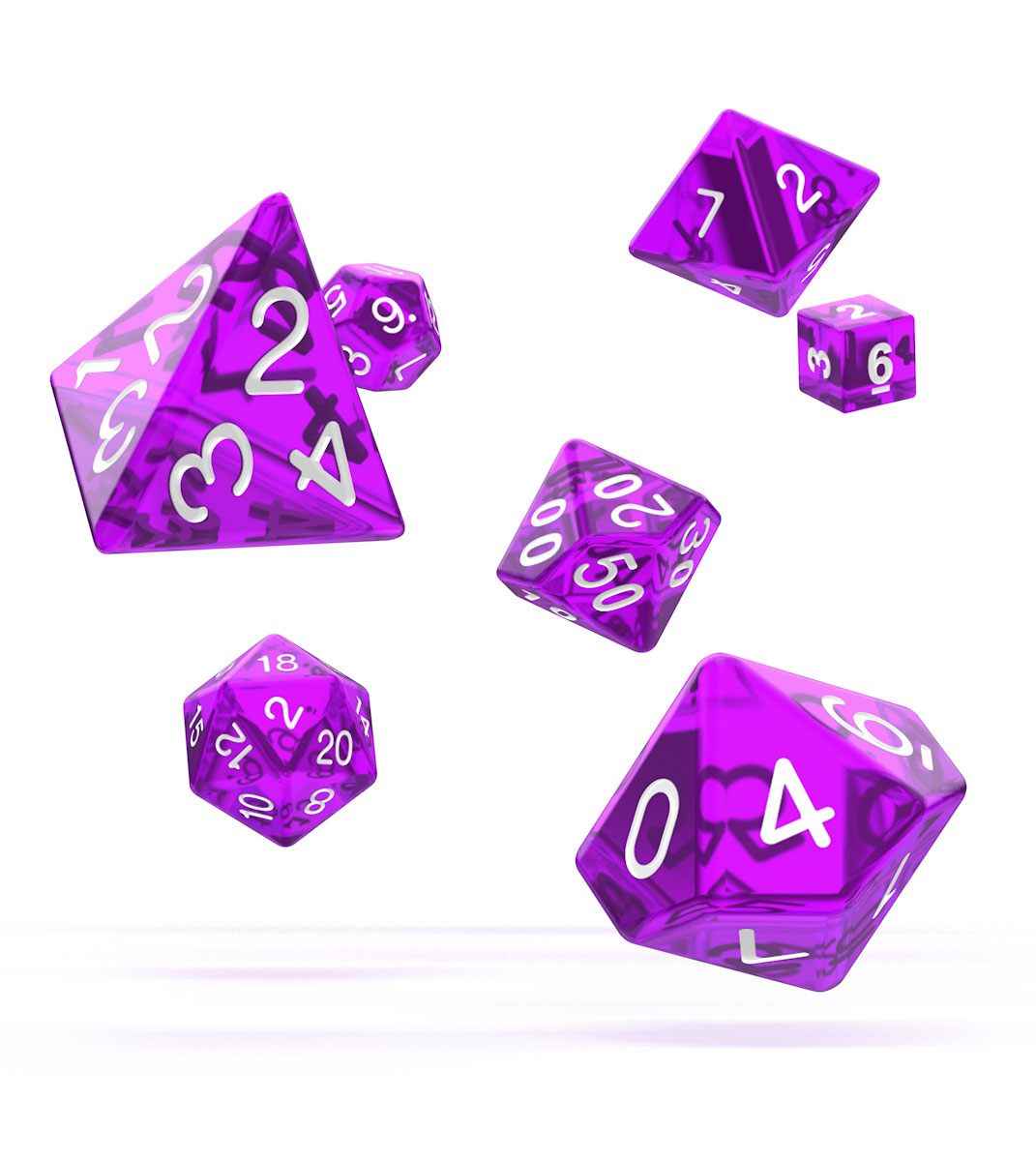 Oakie Doakie Dice Würfel RPG-Set Translucent - Lila (7) - Smalltinytoystore