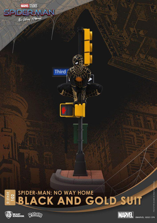 Spider-Man: No Way Home D-Stage PVC Diorama Spider-Man Black and Gold Suit Closed Box Version 25 cm - Smalltinytoystore